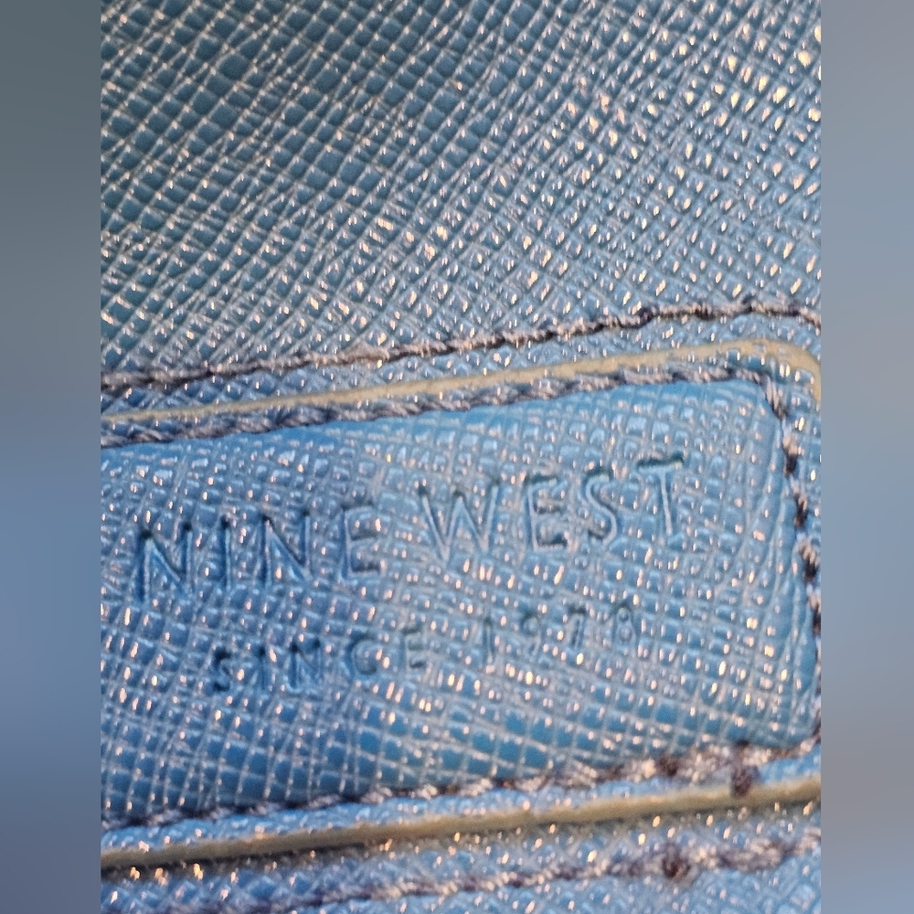 Nine West Blue Textured Shoulder Bag | Double Zip Pocket Tote - Picture 4 of 7